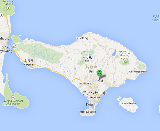 インドネシア バリ島 ギャニャール Ubud  ウブド   Google マップ
