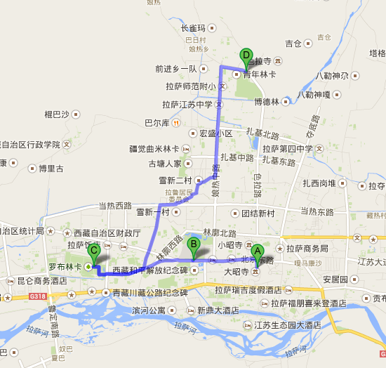 ジョカン から 色拉寺站   Google マップ